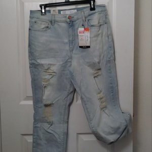 Levi's Juniors Mom Jeans Ripped High Rise Straight Legs Jeans Blue 11/30 New